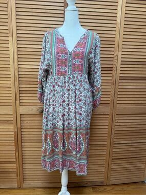 JODIFL Whimsical Floral Cottagecore Peasant Dress Size Small Boho